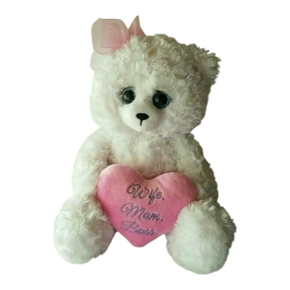 Other - Stuffed Animal Boss Teddy Bear with Pink Heart and Bow eyelash